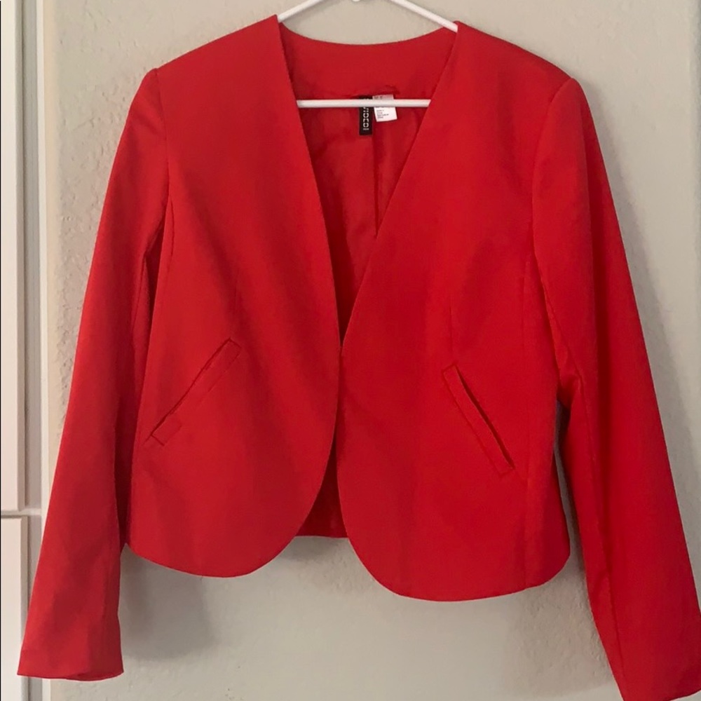 Red Cropped, Fitted Jacket